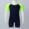 easyforever Kids Boys Girls One Piece Short Sleeve Zippered Swimwear Swimsuit Sun Protection Rash Guard Bathing Suit Navy Blue&Fluorescen 5-6 Years view 3