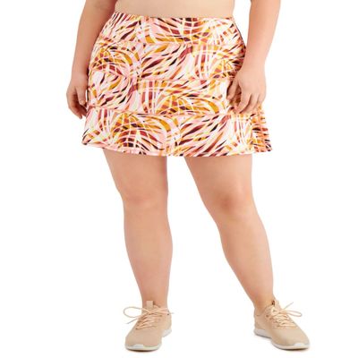 Ideology Plus Size Printed Tiered Skort, (2X)