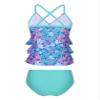 easyforever 2PCS Kids Girls Swimsuit Swimwear Tankini Mermaid Scales Printed Starfish Swim Tops with Briefs Green 3 Years view 2