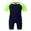 easyforever Kids Boys Girls One Piece Short Sleeve Zippered Swimwear Swimsuit Sun Protection Rash Guard Bathing Suit Navy Blue&Fluorescen 12-14 Years