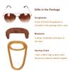 ColorGround 3-Pieces Chain and Moustache and Short Curly Wig for 70'S Disco Party (Brown (4 pieces set)) view 4