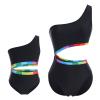Mommy and Me Family Matching Swimsuit Sets One Shoulder Cutout One Piece Bathing Suits Swimwear Black One Sholuder Small view 3