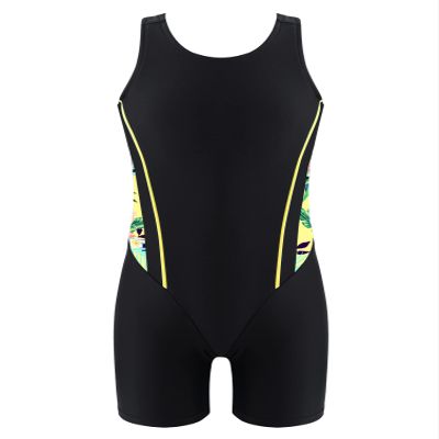 iiniim Kids Girls One-Piece Swimsuits Rash Guard Water Sport Short Boyshorts Tankini Bathing Suit Yellow&Black 8 Years