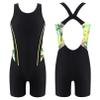 iiniim Kids Girls One-Piece Swimsuits Rash Guard Water Sport Short Boyshorts Tankini Bathing Suit Yellow&Black 8 Years view 3