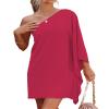 Jhsnjnr Women's Casual Cocktail Dress Sexy One Shoulder Mini Dress Summer Vacation Beach Dresses Rose Red view 1