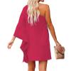 Jhsnjnr Women's Casual Cocktail Dress Sexy One Shoulder Mini Dress Summer Vacation Beach Dresses Rose Red view 4