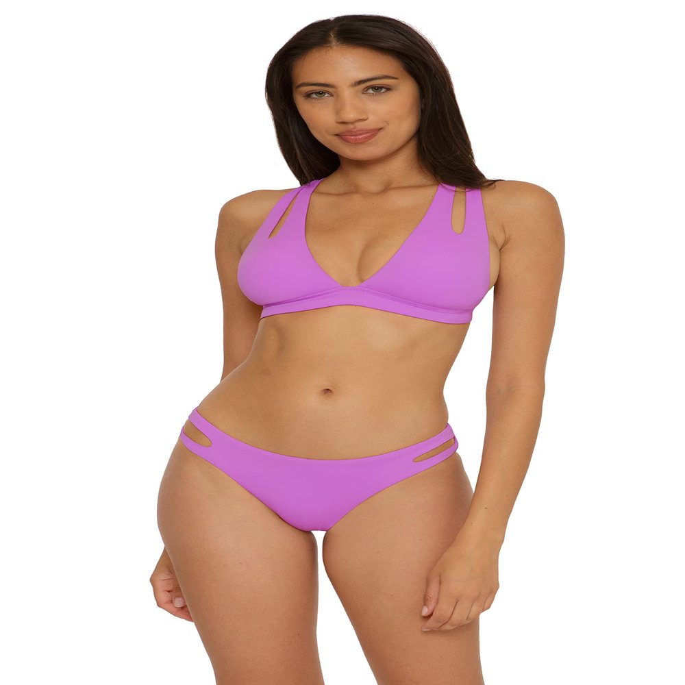 Becca Color Prism - Women's Halter Bikini Top, Adjustable, Tie Back, Swimwear Separates for Women, Pink Orchid, Large