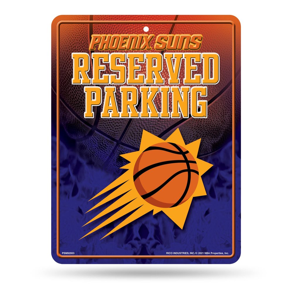 Rico Industries NBA Basketball Phoenix Suns Metal Parking Sign 8.5" x 11" - Great for Man Cave, Bed Room, Office, Home Dcor