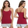 Air Curvey 3 Pack Camisole Tops for Women Built in Bra Adjustable Spaghetti Strap Soft Cotton Undershirt Tanks Seamless Layering Tops Black Gray Wine Red XL view 2