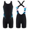 iiniim Kids Girls One-Piece Swimsuits Rash Guard Water Sport Short Boyshorts Tankini Bathing Suit Blue Camouflage&Black 16 Years view 3