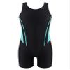iiniim Kids Girls One-Piece Swimsuits Rash Guard Water Sport Short Boyshorts Tankini Bathing Suit Green&Black 14 Years view 1