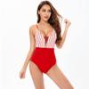 Mother Daughter Matching Outfits Mommy and Me Family Matching Swimsuits Sets Women Striped Print V Neck One Piece Swimwear Girls Bowknot Ruffle Hem One Piece Bathing Suits Red Striped 4-5 Years view 3