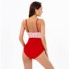 Mother Daughter Matching Outfits Mommy and Me Family Matching Swimsuits Sets Women Striped Print V Neck One Piece Swimwear Girls Bowknot Ruffle Hem One Piece Bathing Suits Red Striped 4-5 Years view 4