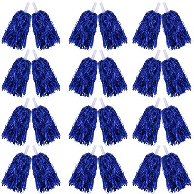 24PCS Cheerleading Pom Poms Metallic Foil Plastic Pom Poms with Baton Handle for Game Sports Squads Dancing Party Football Basketball Club Spirit Sports Stage Performance Celebration (Blue)