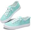 Obtaom Women's Play Fashion Sneaker Comfortable Canvas Slip on Shoes Washed Canvas FlatsLight GreenUS9 view 1