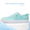 Obtaom Women's Play Fashion Sneaker Comfortable Canvas Slip on Shoes Washed Canvas FlatsLight GreenUS9 view 3