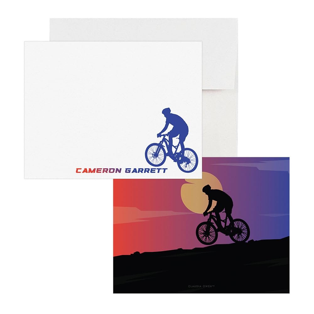 Personalized Biker Note Card with Envelopes, Cyclist Stationary Cards, Custom Bike Lover Gifts for Men, Biking Gifts for Him, Mountain Biking Cards, Cycling Lover Gifts