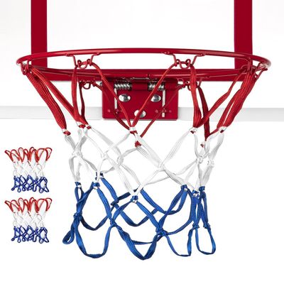 XXXYYY Mini Basketball Net Replacement 8 Loop [2 Pack], Vibrant Color, for Indoor Door/Room Walls 8"-10.25" Hoop - Red White and Blue