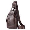 Leather Sling Chest Bag Crossbody Backpack for Men Women Outdoor Travel Camping Hiking Shoulder Day Pack Casual Daypack(Coffee) view 1