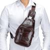 Leather Sling Chest Bag Crossbody Backpack for Men Women Outdoor Travel Camping Hiking Shoulder Day Pack Casual Daypack(Coffee) view 4