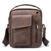 Leather Shoulder Crossbody Bag for Men Business Messenger Briefcase Handbag Phone Wallet Tote Casual Daypack with Phone Cable Hole (Coffee) view 2