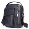 Leather Shoulder Crossbody Bag for Men Business Messenger Briefcase Handbag Phone Wallet Tote Casual Daypack with Phone Cable Hole (Black) view 1