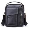 Leather Shoulder Crossbody Bag for Men Business Messenger Briefcase Handbag Phone Wallet Tote Casual Daypack with Phone Cable Hole (Black) view 2