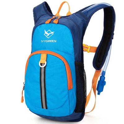 Ivygreen Kids Hydration Backpack, Hiking Backpack for Boys or Girls with 1.5L Water Bladder (Blue - Small)