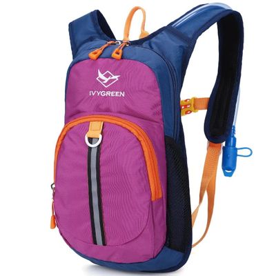 Ivygreen Kids Hydration Backpack, Hiking Backpack for Boys or Girls with 1.5L Water Bladder (Purple - Small)