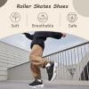Deformation Roller Shoes Male and Female Skating Shoes Quad Roller Skates Kick Rollers Shoes Retractable Adults/Kids,Invisible Pulley Shoes Skates with Double-Row Outdoor Sneakers Black Silver view 2