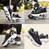 Deformation Roller Shoes Male and Female Skating Shoes Quad Roller Skates Kick Rollers Shoes Retractable Adults/Kids,Invisible Pulley Shoes Skates with Double-Row Outdoor Sneakers Black Silver view 4