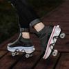 Deformation Roller Shoes Male and Female Skating Shoes Quad Roller Skates Kick Rollers Shoes Retractable Adults/Kids,Invisible Pulley Shoes Skates with Double-Row Outdoor Sneakers view 3