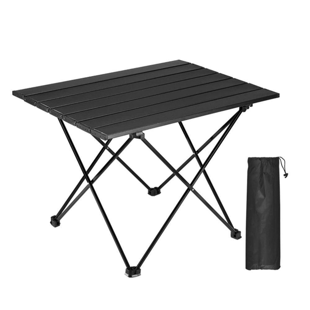 NENAGGE Folding Table Portable Small Camping Table Ultra Light Folding Beach Table Camping with Carrying Bag, Picnic Table Foldable Side Table Withstands Weights of Up to 55lbs,Black,M