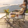 NENAGGE Folding Table Portable Small Camping Table Ultra Light Folding Beach Table Camping with Carrying Bag, Picnic Table Foldable Side Table Withstands Weights of Up to 55lbs,Black,M view 3