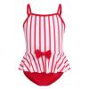 ABOCIW Girls One Pieces Swimsuits Adjustable Strap Ruffle Hem Striped Bathing Suit Hawaiian Beach Swimwear Red Striped 4-5 Years view 1
