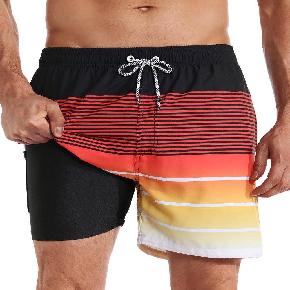 APTRO Men's Swim Trunks with Compression Liner 5 Inch Bathing Suit Beach Swimsuits #C167 XL