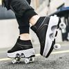 Deformation Roller Shoes Male and Female Skating Shoes Quad Roller Skates Kick Rollers Shoes Retractable Adults/Kids,Invisible Pulley Shoes Skates with Double-Row Outdoor Sneakers view 4