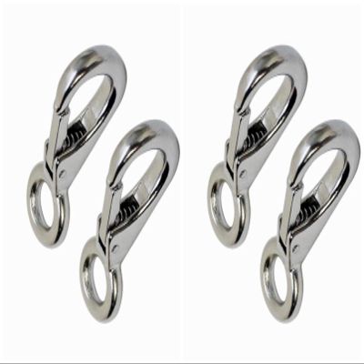 Fixed Spring Snap Leash Hook, Stainless Steel 316 Mini Fixed Snap Shackle,Quick Release Shackles with Fixed Round Ring Marine Boat Rigging Hardware (Optional: 53mm, 4)
