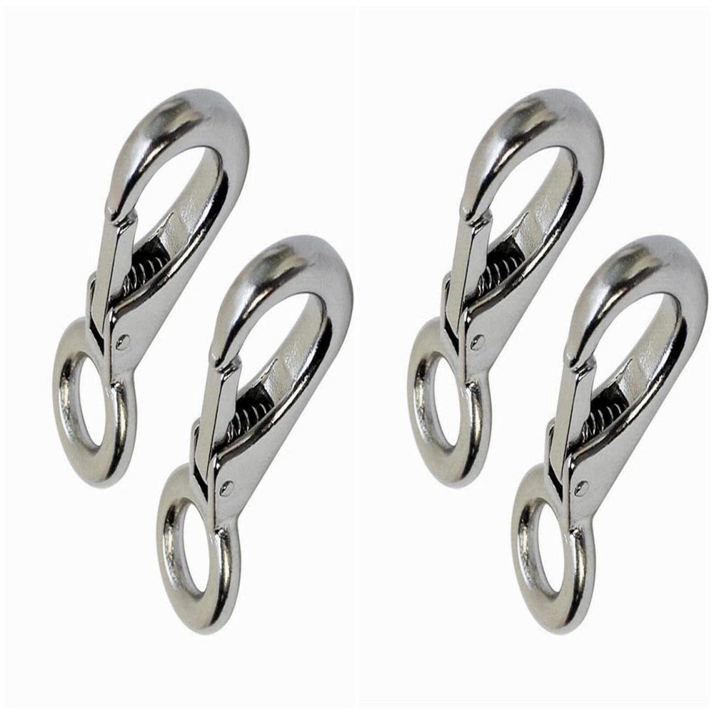 Fixed Spring Snap Leash Hook, Stainless Steel 316 Mini Fixed Snap Shackle,Quick Release Shackles with Fixed Round Ring Marine Boat Rigging Hardware (Optional: 53mm, 4)