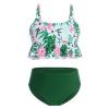 ABOCIW Girls Swimsuit Two Piece Bikini Set Hawaiian Floral Print Flounce Bathing Suit Kids Beach Swimwear Green 2-3 Years view 1