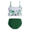 ABOCIW Girls Swimsuit Two Piece Bikini Set Hawaiian Floral Print Flounce Bathing Suit Kids Beach Swimwear Green 2-3 Years view 2