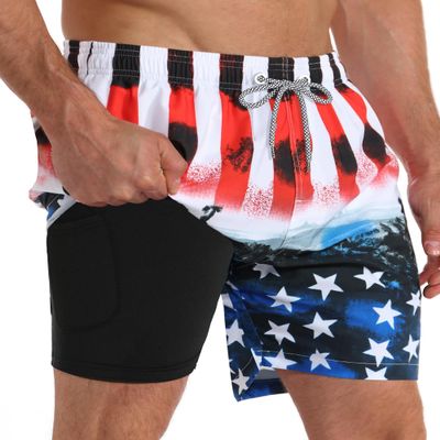 APTRO Men's Swim Trunks with Compression Liner 5 Inch Bathing Suit Beach Swimsuits #C169 L