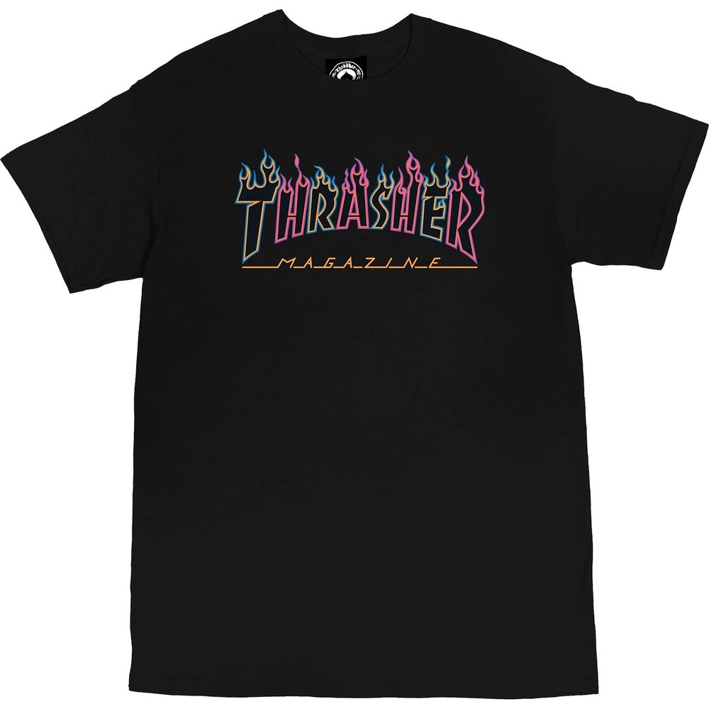 Thrasher Double Flame NEON SS Tshirt Small Black