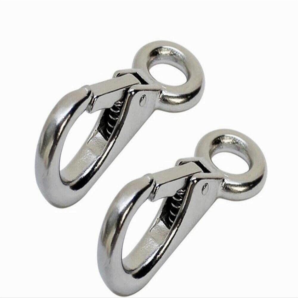 Fixed Spring Snap Leash Hook, Stainless Steel 316 Mini Fixed Snap Shackle,Quick Release Shackles with Fixed Round Ring Marine Boat Rigging Hardware (Optional: 72mm, 2)