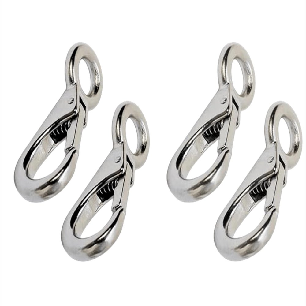 Stainless Steel 316 Mini Fixed Snap Shackle, Quick Release Shackles with Round Ring Marine Boat Rigging Hardware (Optional: 100mm, 4)