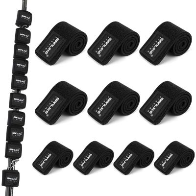 SAN LIKE 10pcs Fishing Rod Straps - 24cm Black Stretchy Tackle Holders for Casting Spinning and Fly Rods - Organize and Protect
