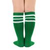 Durio Toddler Knee High Socks for Boys Girls Cotton Kids Soccer Socks with Striped Sports Knee High Tube Socks Kids 1 Green with White Stripes One Size view 3
