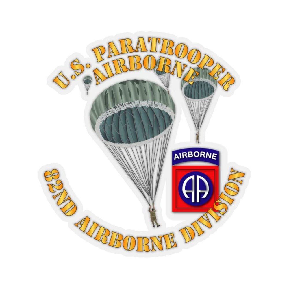Kiss-Cut Stickers - US Paratrooper - 82nd wo Shadow (3"x3", White)