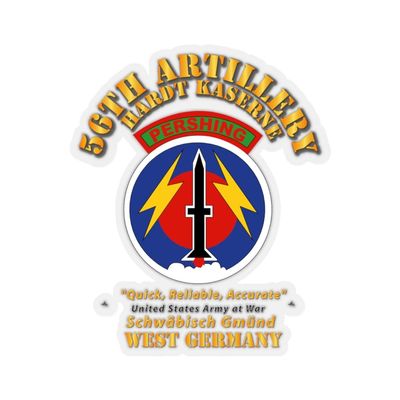 Kiss-Cut Stickers - 56th Artillery Command - Pershing - Hardt Kaserne (3"x3", Transparent)
