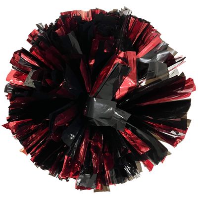 PUZINE 2pack 13" Cheerleading Pom Poms with New Handle for Team Spirit Sports Dance Cheering Kids Adults 100g (Black and red)